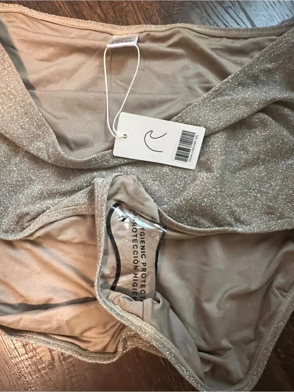 Coral Reef Manava Swim high-Waist champagne Shimmer wave bottom NWT